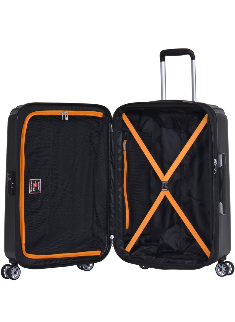 eminent - Hard Case Travel Bag Makrolon Polycarbonate Luggage Trolley Lightweight Expandable Zipper Suitcase 4 Quiet Wheels With TSA Lock KG82 Black - Image 1