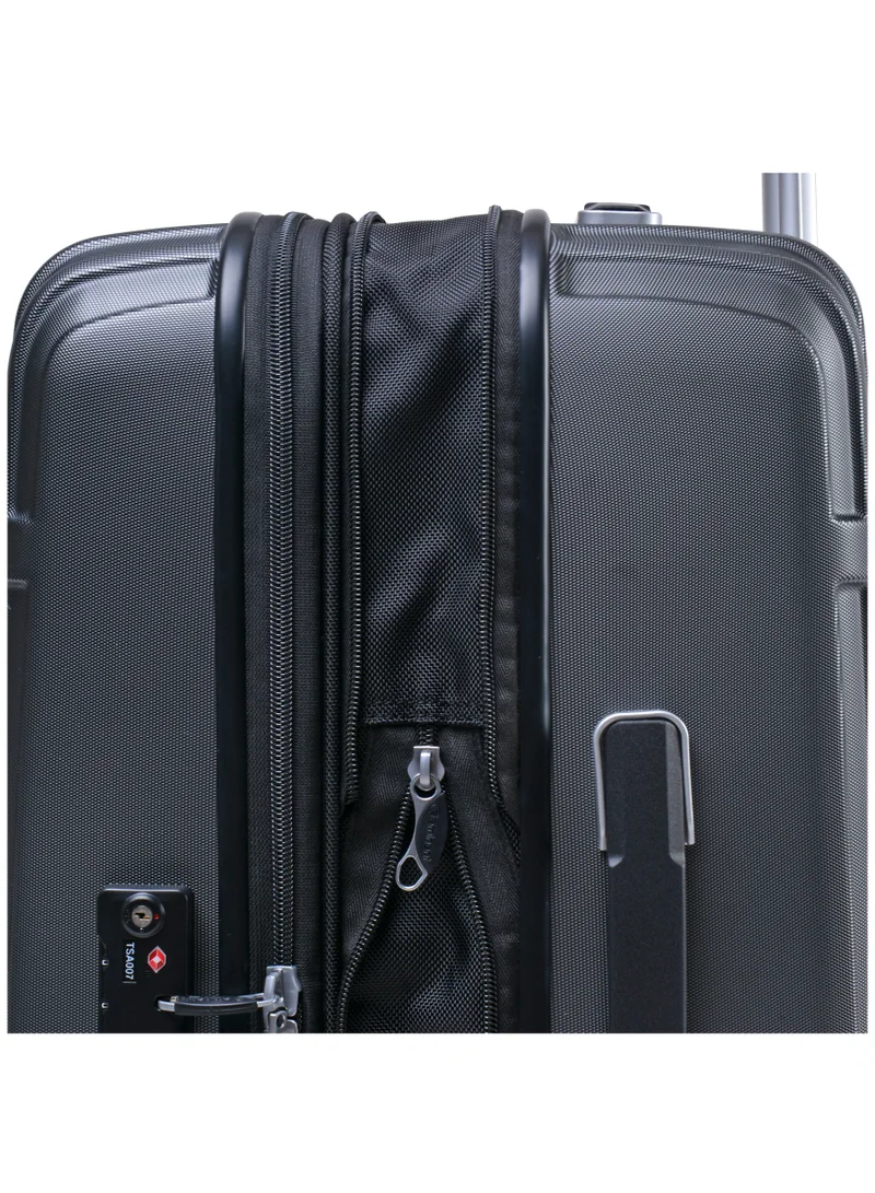 Eminent Black Hard Case Travel Bag Makrolon Polycarbonate Luggage Trolley Lightweight Expandable Zipper Suitcase 4 Quiet Wheels With TSA Lock KG82 Black  | Best Price UAE