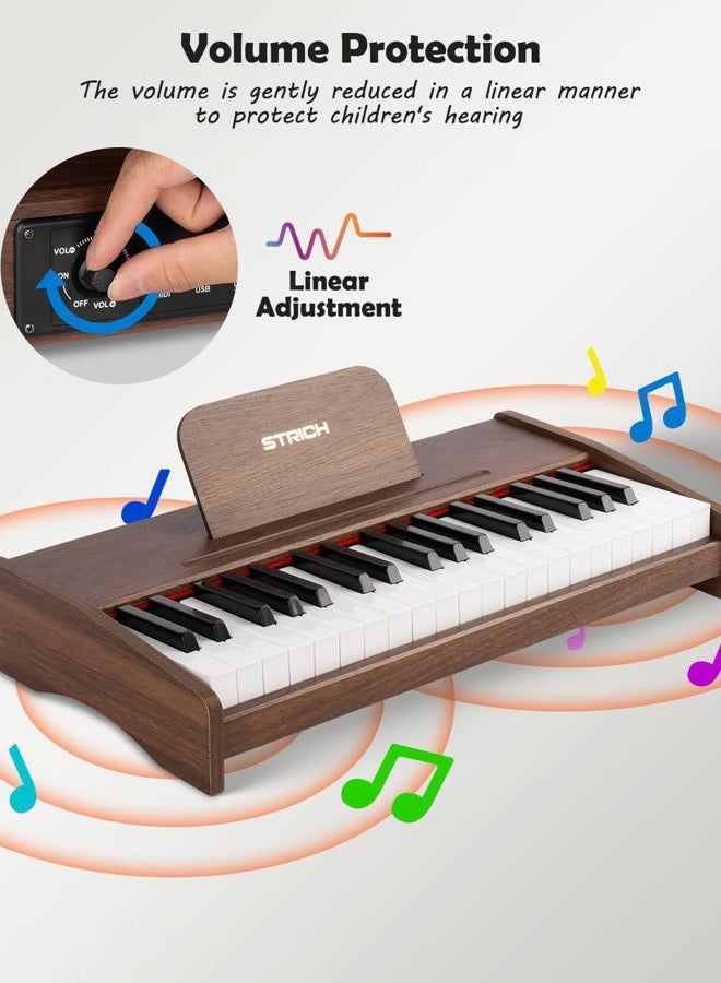 STRICH 37 Keys Kids Piano Keyboard, Digital Piano for Children, Walnut Color, SEK-37 - Image 5