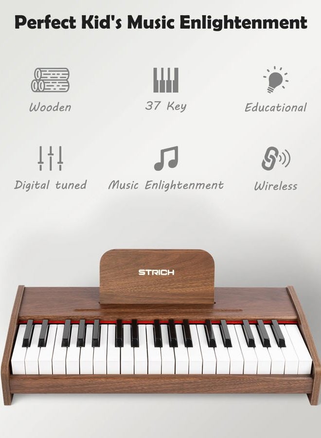 STRICH 37 Keys Kids Piano Keyboard, Digital Piano for Children, Walnut Color, SEK-37 - Image 2