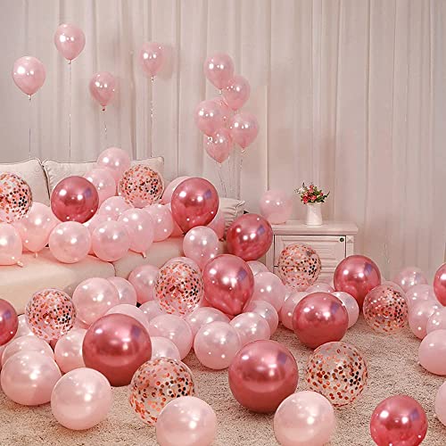 Lazybeee Valentines Day Balloons Kit, 95 Pack Rose Gold Pink Heart Balloons, I Love You Balloons for Anniversary Mothers Day Wedding Romantic Decorations Special Night - Image 3