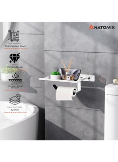ANATOMIX Anatomix Mobile Stainless Steel Toilet Paper Holder Tissue Paper Roll Holder with Phone Stand for BathroomToilet Tissue Roll Holder Pack 1 Wall Mounted  - Image 2