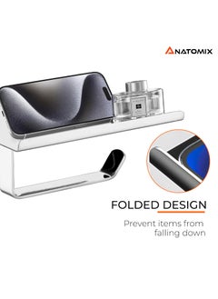 ANATOMIX Anatomix Mobile Stainless Steel Toilet Paper Holder Tissue Paper Roll Holder with Phone Stand for BathroomToilet Tissue Roll Holder Pack 1 Wall Mounted  - Image 4