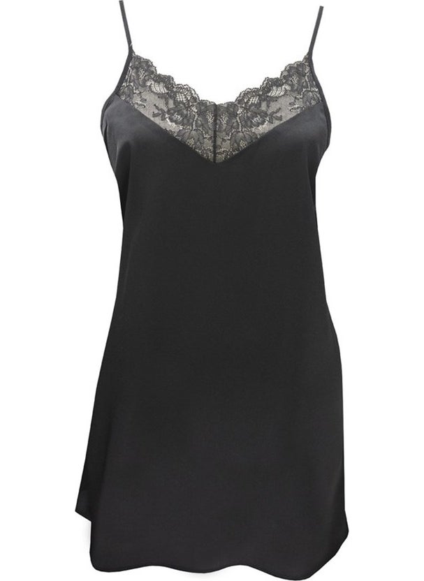 Magic Form 87430 Crepe Satin Lace Nightgown - Black  - Image 1