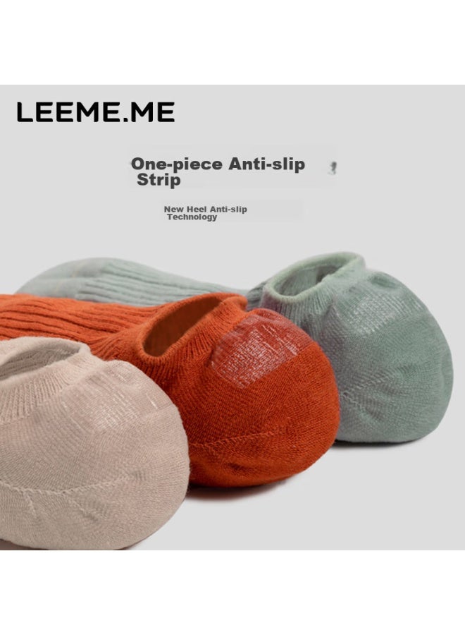 Leeme.me Li Mi Women's Socks, Spring And Summer Women's Socks, Breathable Short Socks, Solid Color Boat Socks, Casual Cotton Socks, 5 Pairs - Image 5