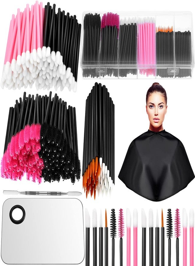 Maitys 260 Pieces Disposable Makeup Tools Kit, Eyeliner Brushes Mascara Wands Lipstick Applicators Plastic Organizer Box Short Waterproof Cape Stainless Steel Makeup Palette, Spatula(Mixed Color) - Image 1