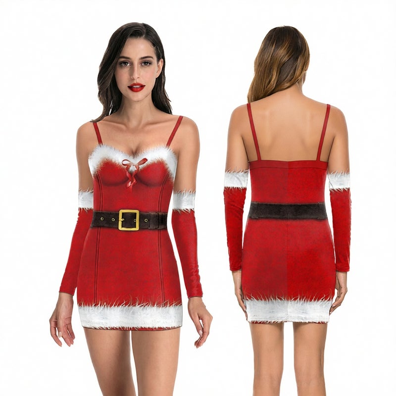 Fashion Women Long Sleeve Bodycon Dress Digital Print - Image 1