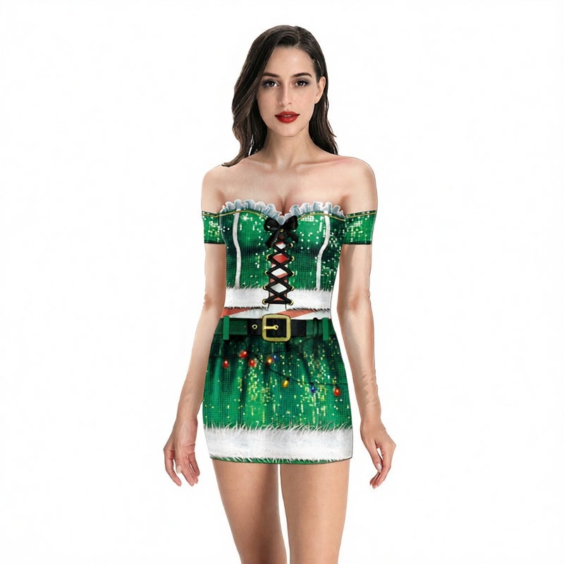 Fashion Women Long Sleeve Bodycon Dress Digital Print - Image 3