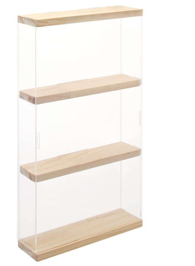 NONEMEY Clear Acrylic Display Case Stand with Wood Base 3 Tier Storage Box Wall Mount Showcase Dustproof Organizer Box for Collectibles (3Tier 12×3.3×15inch) - Image 1