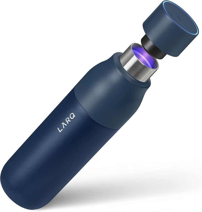LARQ Bottle PureVis 17 oz - Self-Cleaning and Insulated Stainless Steel Water Bottle with UV Water Purifier and Award-winning Design | Reusable & Travel Friendly, Monaco Blue - Image 1