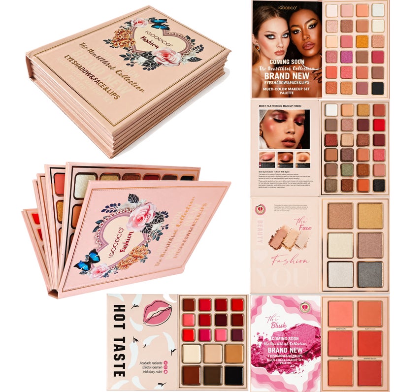 IGOODCO 78-Color All-in-One Makeup Palette, 5-Layer Book Style Eyeshadow, Blush, Highlighter, Face Powder and Lip Color - Image 1