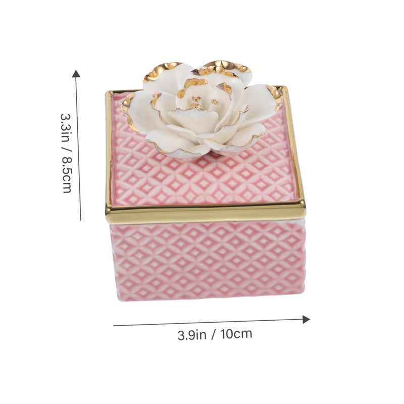 Pink Ceramic Jewelry Holder Box Storage for Earrings Rings and Charms - Image 3