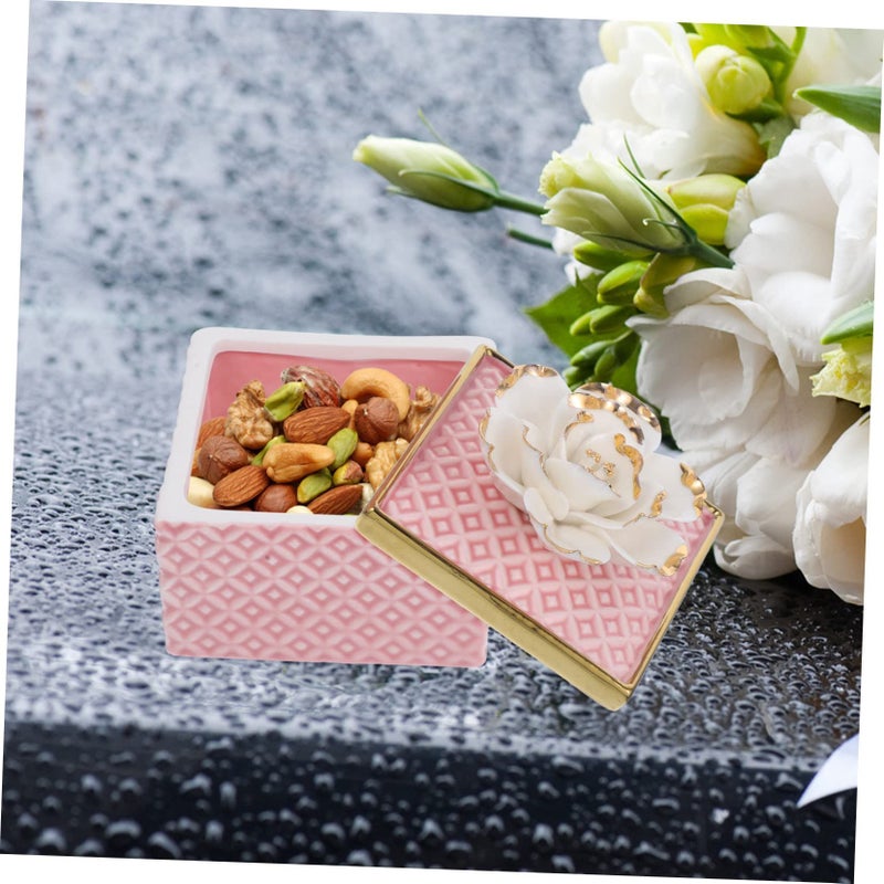 Pink Ceramic Jewelry Holder Box Storage for Earrings Rings and Charms - Image 4
