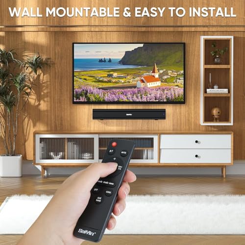 Saiyin Sound Bar,17 inch Sound Bar for Smart TV with Bluetooth 5.3/Optical/AUX Connection, Soundbar for TV/PC/Gaming/Projectors,Wall Mountable & Ultra Compact Design - Image 2