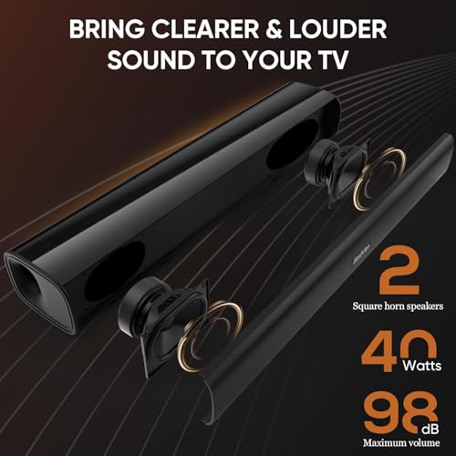 Saiyin Sound Bar,17 inch Sound Bar for Smart TV with Bluetooth 5.3/Optical/AUX Connection, Soundbar for TV/PC/Gaming/Projectors,Wall Mountable & Ultra Compact Design - Image 3