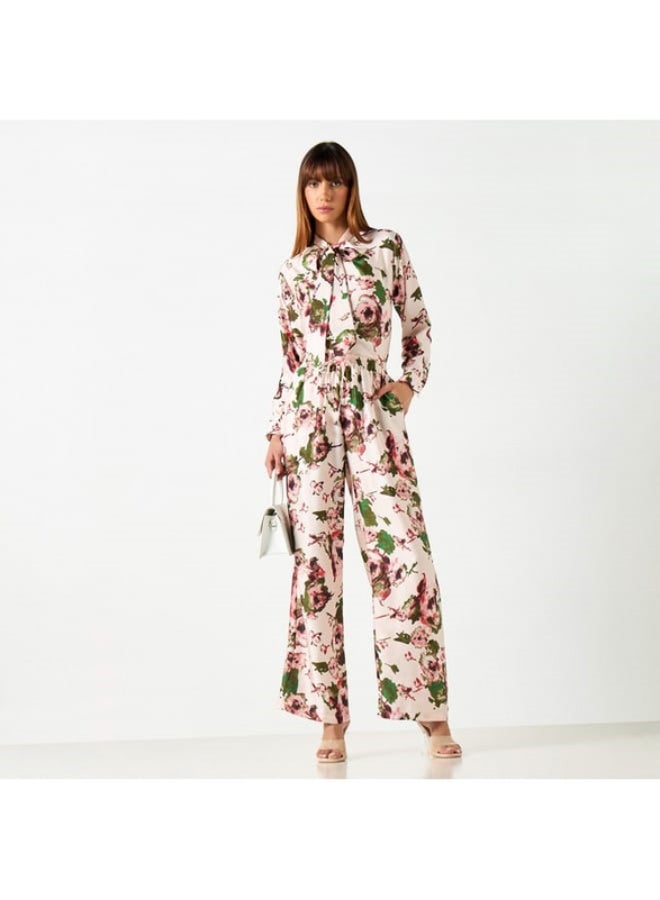 2Xtremz 2Xtremz All-Over Floral Print Shirt with Pussy Bow Neck and Long Sleeves  - Image 4