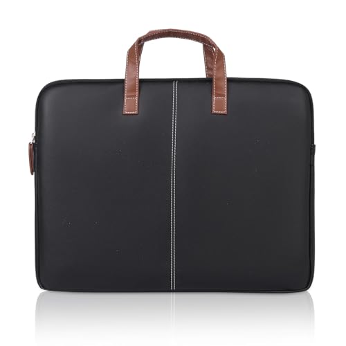 Handcuffs Envelope Sleeve for MacBook Pro 14 Inch | Solid Space Lightweight Faux Leather Case with Handle for Laptops & iPads | Sleek Design Durable & Water Resistant (Black) - Image 1