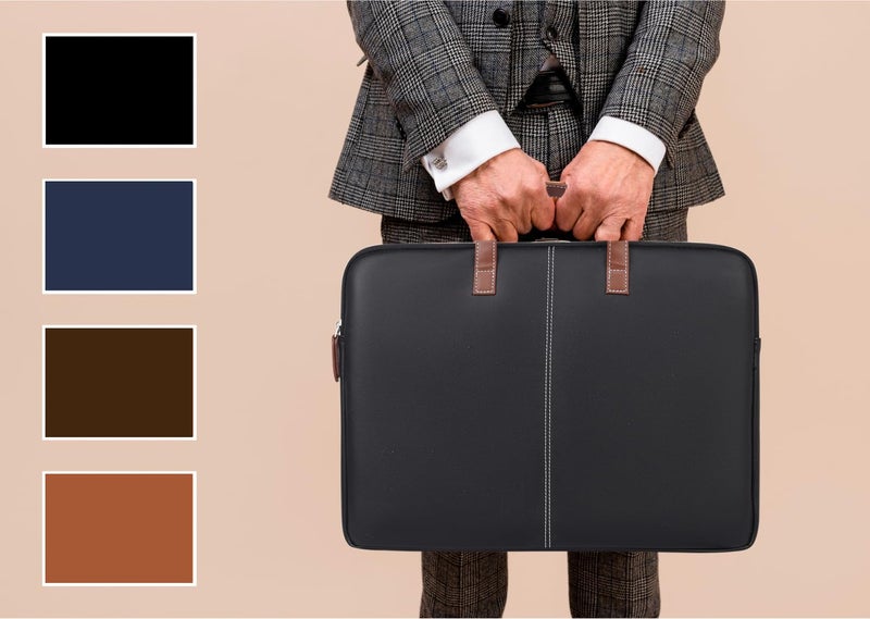 Handcuffs Envelope Sleeve for MacBook Pro 14 Inch | Solid Space Lightweight Faux Leather Case with Handle for Laptops & iPads | Sleek Design Durable & Water Resistant (Black) - Image 4