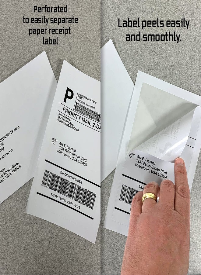Blank Labels Half Sheet FedEx Shipping Labels with Tear-Off Receipt from Blank Labels - 7.50" x 5.125" Label Size/Word Template 5127 / Inkjet & Laser Compatible - Labels per Sheet 1/1,000 Labels per Case - Image 4