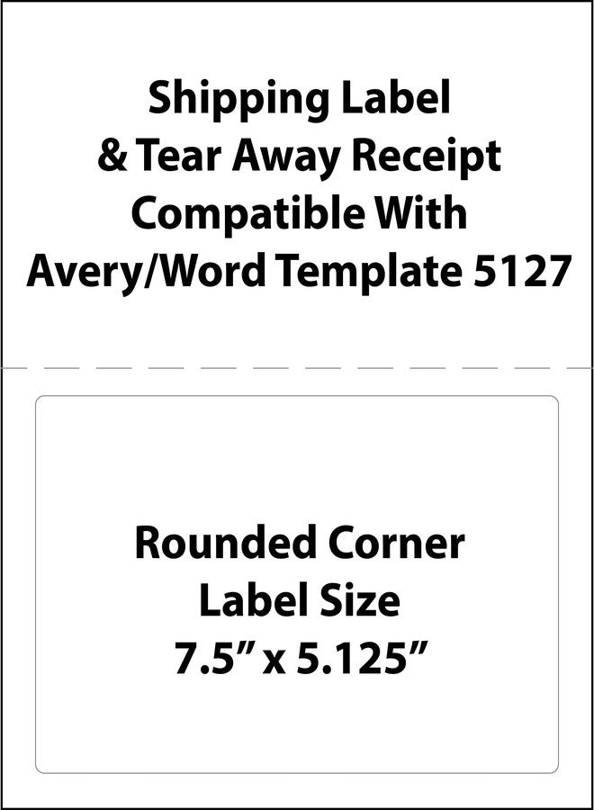 Blank Labels Half Sheet FedEx Shipping Labels with Tear-Off Receipt from Blank Labels - 7.50" x 5.125" Label Size/Word Template 5127 / Inkjet & Laser Compatible - Labels per Sheet 1/1,000 Labels per Case - Image 2