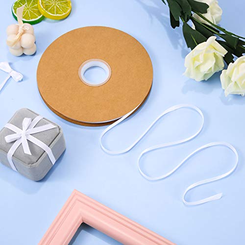 Chuangdi Solid Color Satin Ribbon Decorative Wrapping Ribbon for Wrapping Weddings Hair Ties Dresses Blanket Edging Crafts Bows Ornaments(1/4 Inch, 100 Yards,White) - Image 4