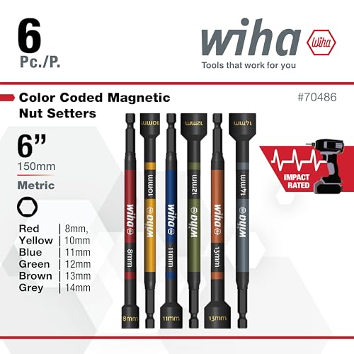 Wiha 70487 6 Piece Color Coded Magnetic Nut Setter Metric Set - Image 3