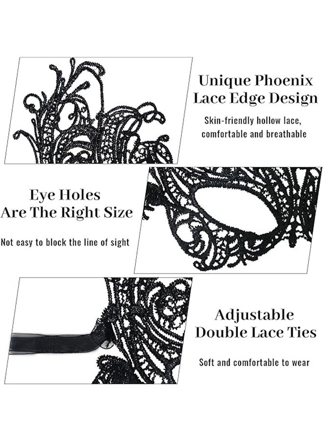 Ba Love Masquerade Mask for Women Black Masquerade Mask Lace Elbow Gloves Lace Venetian Party Mask Masquerade Party Masks for Women Fancy Dress Gloves Floral Lace Gloves Long Lace Long Gloves, Black - Image 4