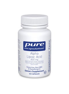 Pure Encapsulations Alpha Lipoic Acid 400 Mg  Ala Supplement For Liver Support Antioxidants Nerve And Cardiovascular Health Free Radicals And Carbohydrate Support*  60 Capsules  - Image 1