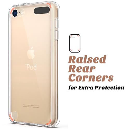 ULAK حافظة ULAK متوافقة مع iPod Touch 7/6/5 شفافة مع 2 واقي شاشة، [مضادة للاصفرار] غلاف خلفي رقيق وناعم من TPU لحماية iTouch الجيل 5/6/7، شفاف - Image 5