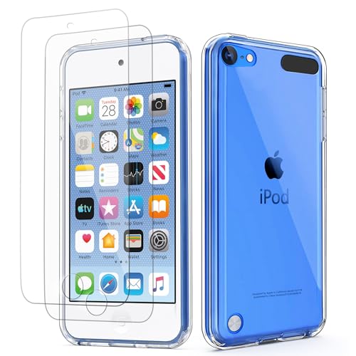 ULAK حافظة ULAK متوافقة مع iPod Touch 7/6/5 شفافة مع 2 واقي شاشة، [مضادة للاصفرار] غلاف خلفي رقيق وناعم من TPU لحماية iTouch الجيل 5/6/7، شفاف - Image 1