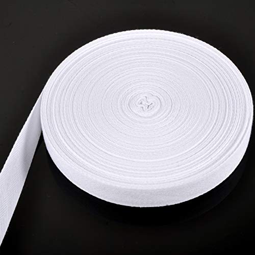 Vivipa 50 Yard Cotton Twill Webbing Ribbon, Soft Natural Herringbone Bias Tape for Sewing DIY Craft (White, 1 Inch) - Image 2