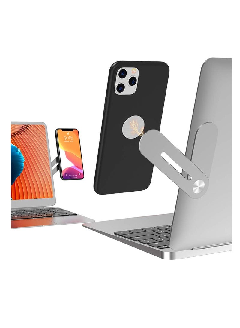 حامل موبايل ولاب توب ، جانبي للاب او شاشة المكتب ذكي رفيع قابل للطي توسيع لشاشة الكمبيوتر  متوافق مع اي لون فضي - Image 1