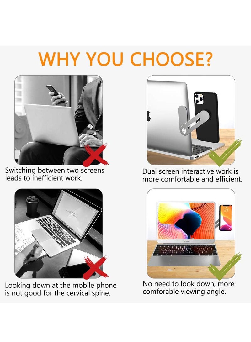حامل موبايل ولاب توب ، جانبي للاب او شاشة المكتب ذكي رفيع قابل للطي توسيع لشاشة الكمبيوتر  متوافق مع اي لون فضي - Image 2