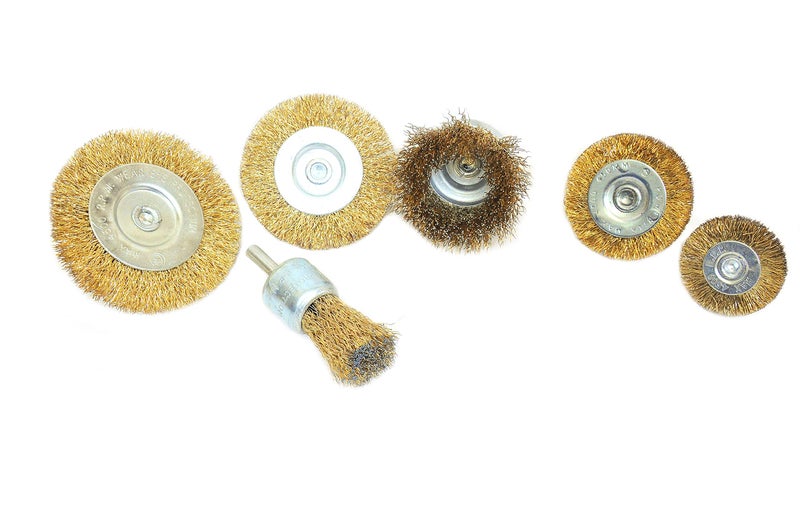 Jon Bhandari Tools 6pc Steel Wire Brush Set with Brass Coating & Spindle – Drill Attachment Wire Brushes for Rust, Paint & Corrosion Removal – Rotary Tool Brush Kit for Metal Surface Cleaning - Image 4