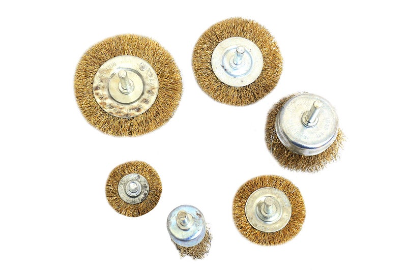 Jon Bhandari Tools 6pc Steel Wire Brush Set with Brass Coating & Spindle – Drill Attachment Wire Brushes for Rust, Paint & Corrosion Removal – Rotary Tool Brush Kit for Metal Surface Cleaning - Image 2