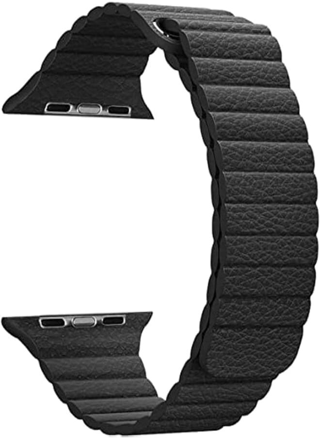 TREETOP - Compatible with Apple Watch band 44mm/42mm, Leather Loop Band with Magnetic Closure Compatible with Apple Watch Series 4/3/2/1 (Black) - Image 1