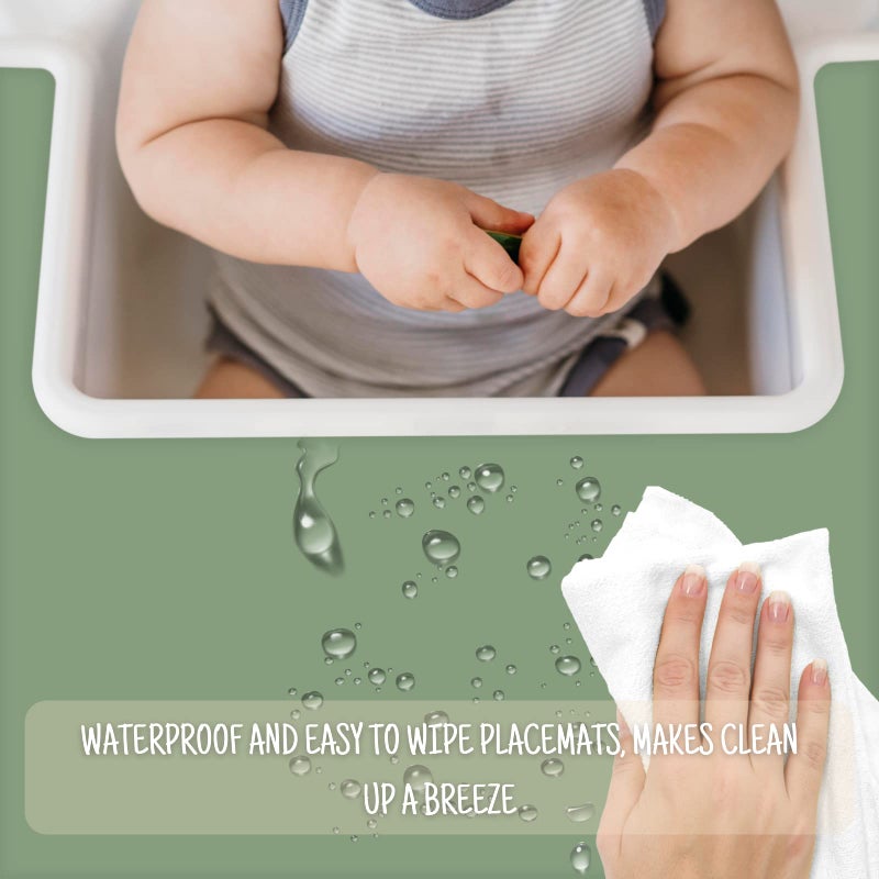 Mintlyfe حصيرة عالية الكرسي لمقعد الأطفال من إيكيا أنتيلوب، حصائر سيليكون، حصيرة صينية للأطعمة الأصابع للأولاد والبنات، الأطفال الرضع، الأطفال الصغار (ساج) - Image 4