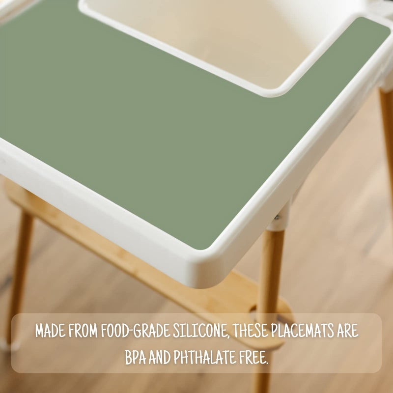 Mintlyfe حصيرة عالية الكرسي لمقعد الأطفال من إيكيا أنتيلوب، حصائر سيليكون، حصيرة صينية للأطعمة الأصابع للأولاد والبنات، الأطفال الرضع، الأطفال الصغار (ساج) - Image 3