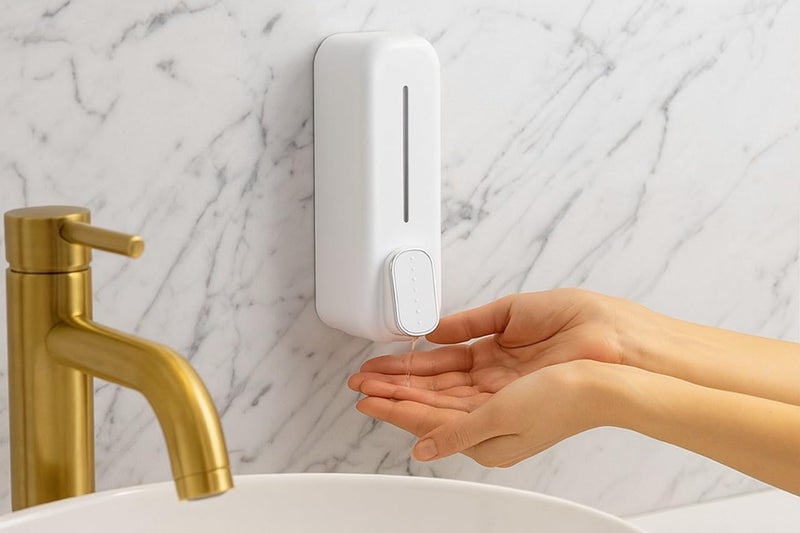 Bathoyum ABS 400Ml Handwash Soap Shampoo Liquid Soap Dispenser for Bathroom Kitchen (White, 1) - Image 3