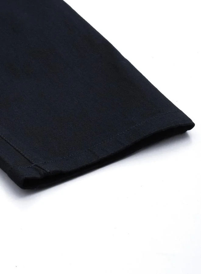The Indian Garage Co Navy Blue Men Navy Blue Slim Fit Solid Chinos for Men | Best Price UAE