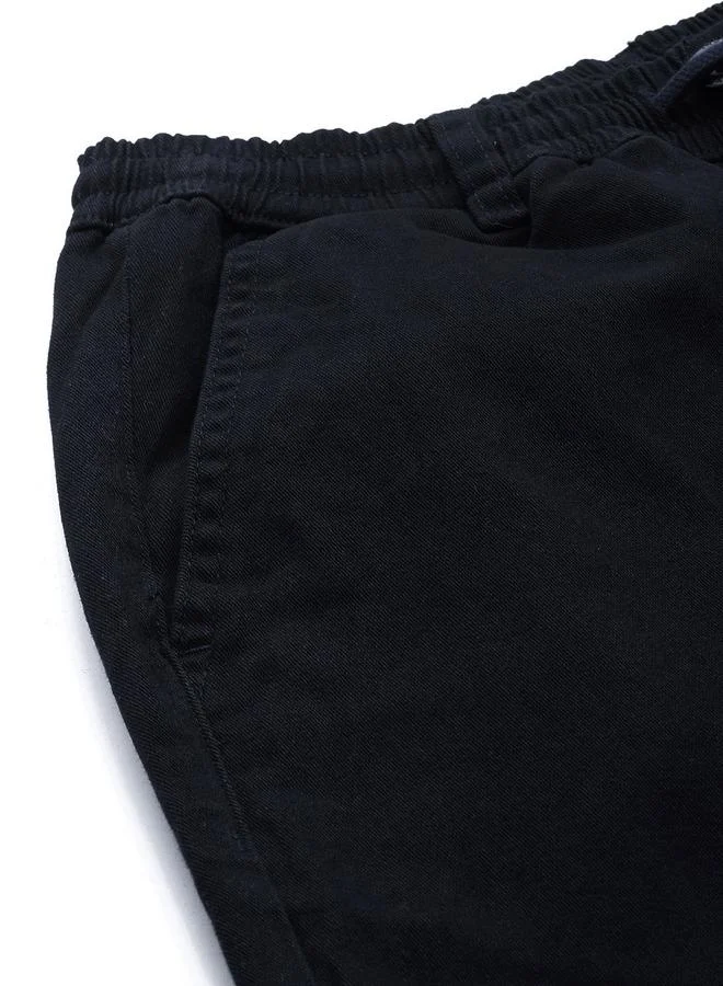 The Indian Garage Co Navy Blue Men Navy Blue Slim Fit Solid Chinos for Men | Best Price UAE