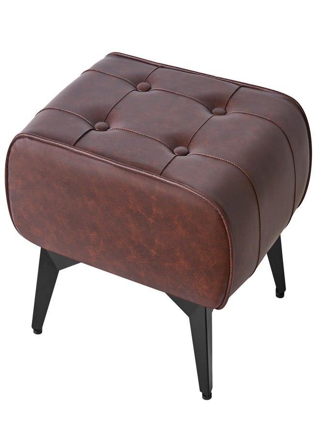 YMYNY Ottoman, Foot Stool with Metal Legs, Faux Leather Stool, Pouf Couch Stool, Modern Multifunctional Small Square Accent Small Table for Bedroom, Living Room 15.75"D×11.81"W×10.24"H Brown UHBD037Z - Image 1