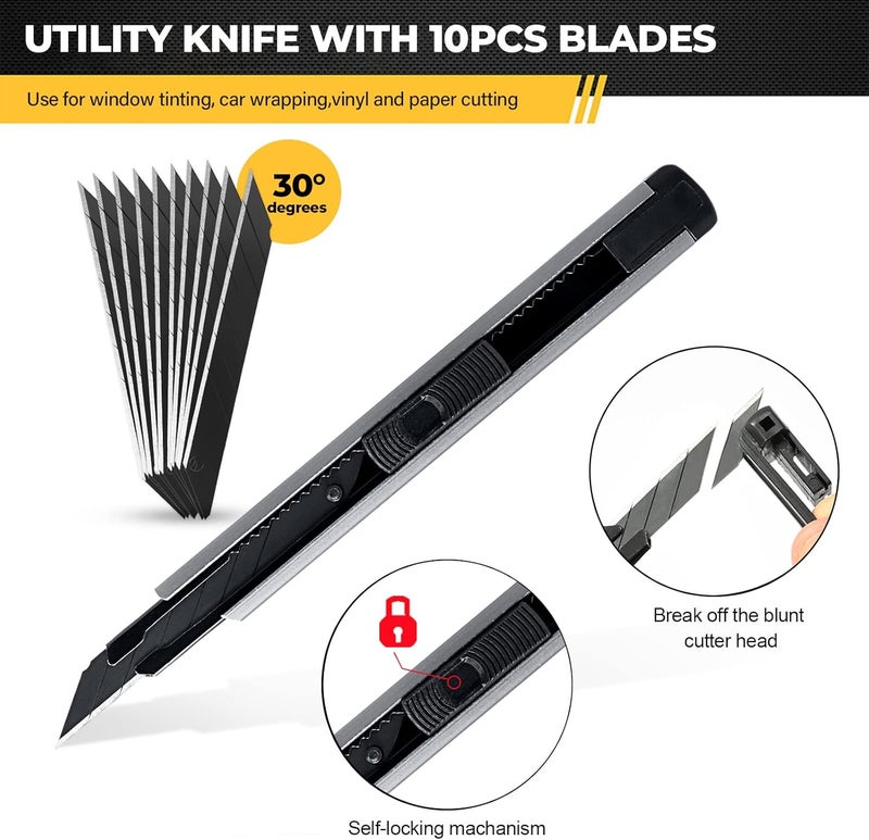 Gomake Vehicle Vinyl Wrap Window Tint Film Tool Kit Include 4 Inch Felt Squeegee, Retractable 9mm Utility Knife and Blades, Zippy Vinyl Cutter and Mini Go Corner Squeegee for Car Wrapping - Image 4