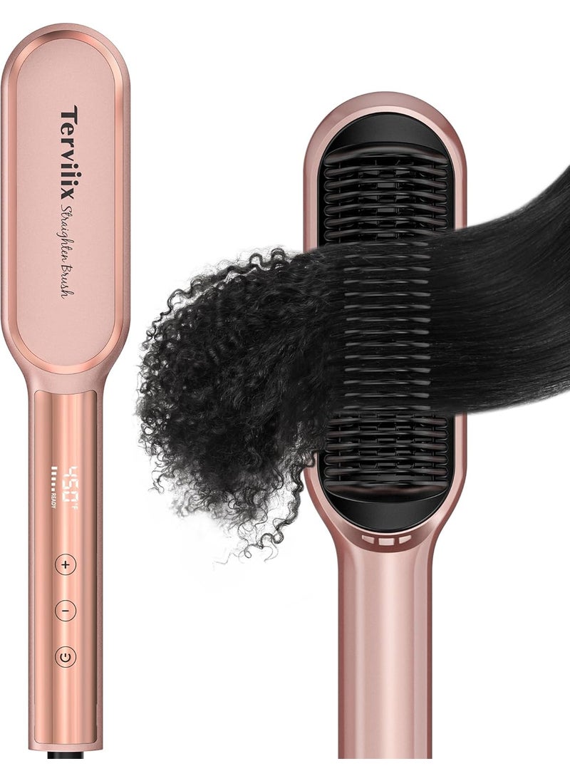 Terviiix Terviiix Frizz Buster Ionic Hair Straightener Brush with MCH Heater  Rapid 450F in 20S Hair Straightener Comb for Efficient OnePass AntiScald 13 Heat Settings Digital Display Dual Voltage 