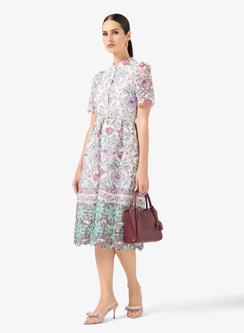 ELLA Lace Dress With Floral Print