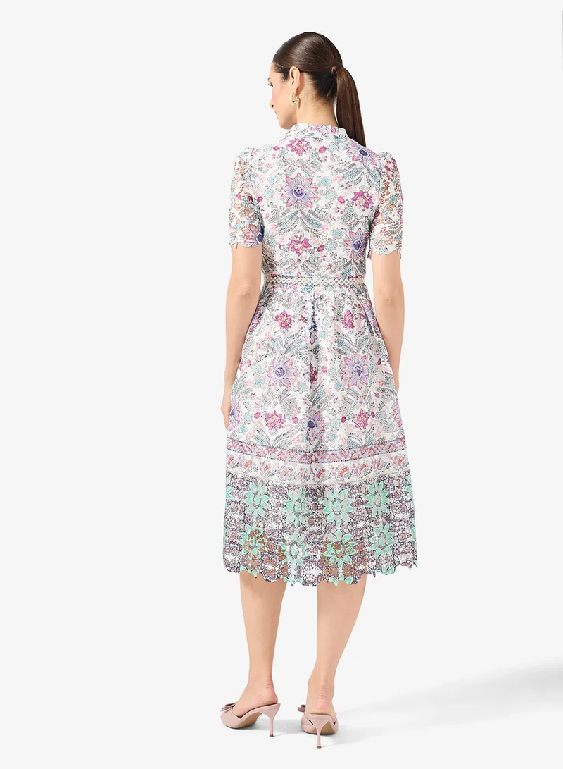 ELLA Lace Dress With Floral Print