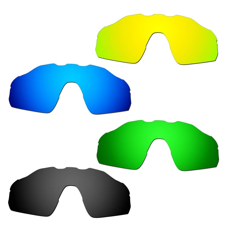 Generic Hkuco Mens Replacement Lenses For Oakley Radar EV Pitch Blue/Black/24K Gold/Green Sunglasses  - Image 1