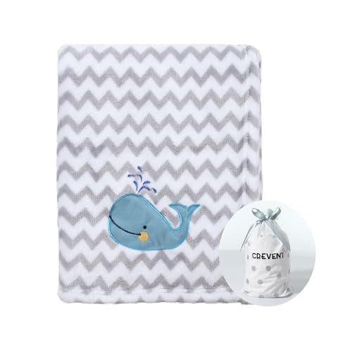 CREVENT 30X40 Cute Cozy Fluffy Warm Baby Blanket for Girls Boys Infants Toddlers Bedding Crib Cot Stroller Baby Shower Birthday Newborns Gift Whale - Image 1