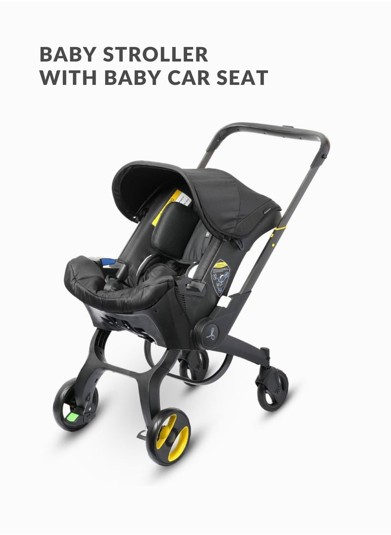 Moms Magic 4-in-1 Multifunctional Baby Stroller | Foldable & Lightweight Aluminum Alloy Frame | Front & Rear PU Wheels with Brakes | Suitable for Babies 0-36 Months | Push Both Ways  - Image 3
