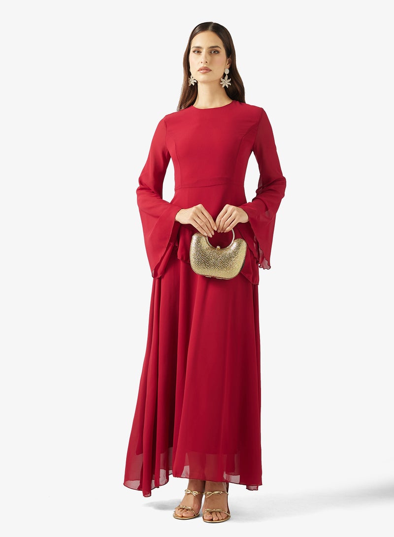 Khizana Flared Sleeved A-lin Dress - Image 4